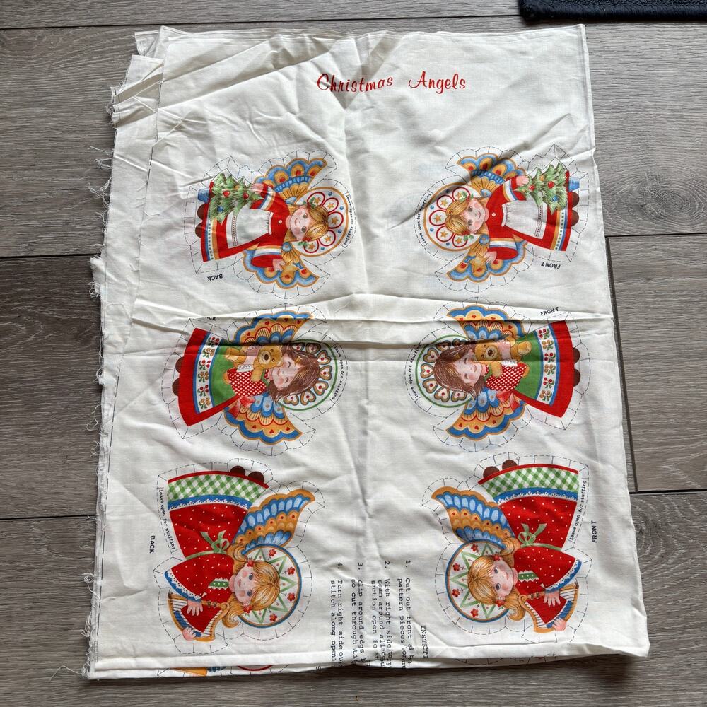 Vintage Cranston VIP Christmas Angels Cut Sew Fabric Panel 44x68 USA